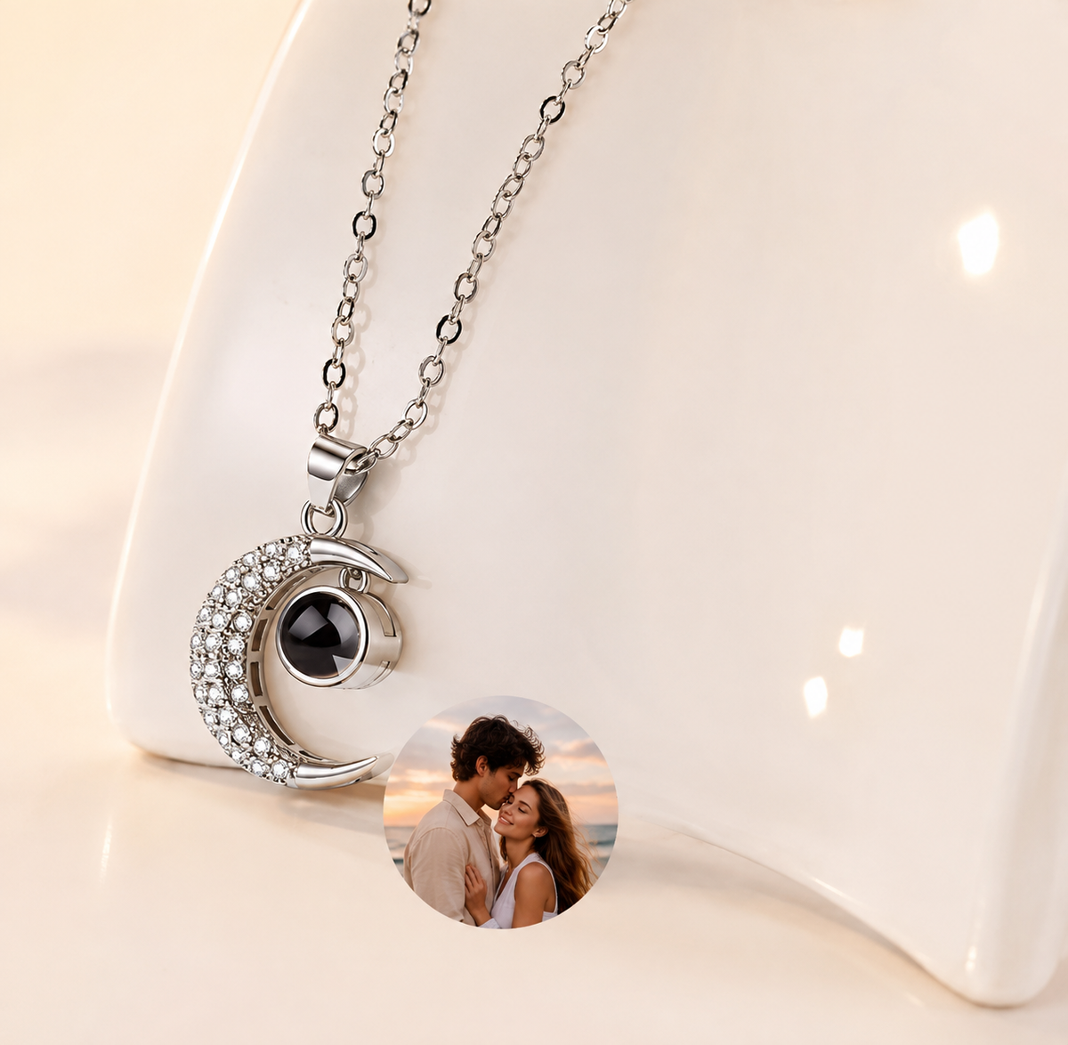 Collar de Luna con Foto de Proyección Personalizada