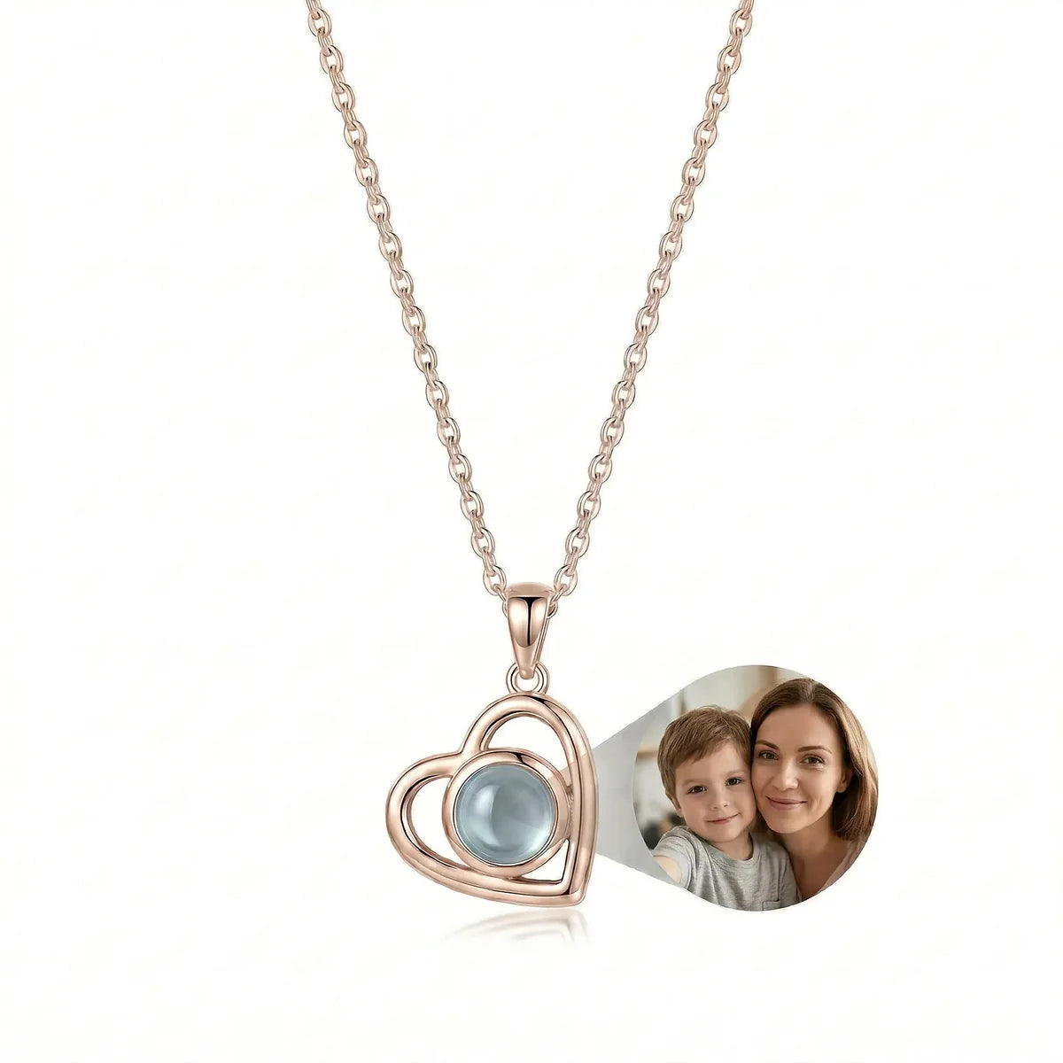 Collar de Corazón Plata 925 con Foto de Proyección Personalizada