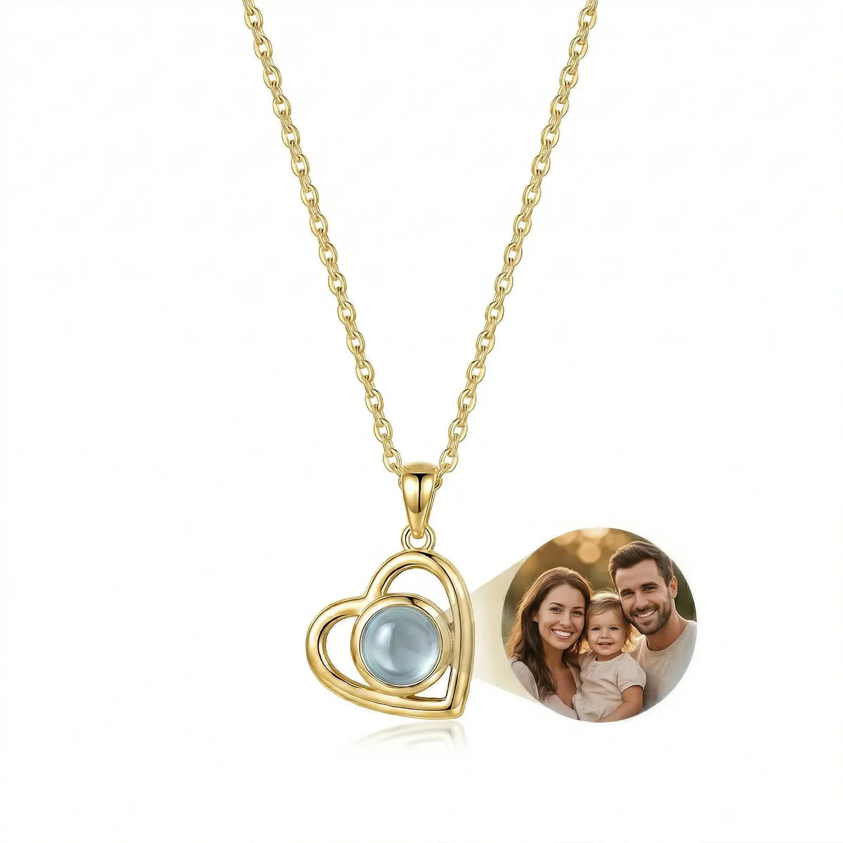 Collar de Corazón Plata 925 con Foto de Proyección Personalizada