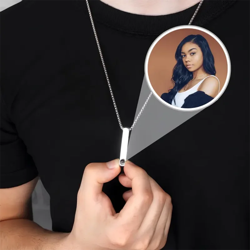 Collar con barra recta de foto de proyección personalizada
