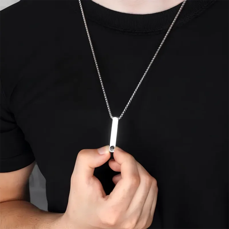 Collar con barra recta de foto de proyección personalizada