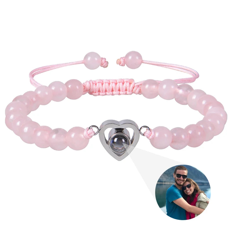 Pulsera de cuentas naturales personalizada con imagen de proyección