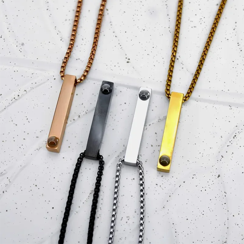 Collar con barra recta de foto de proyección personalizada