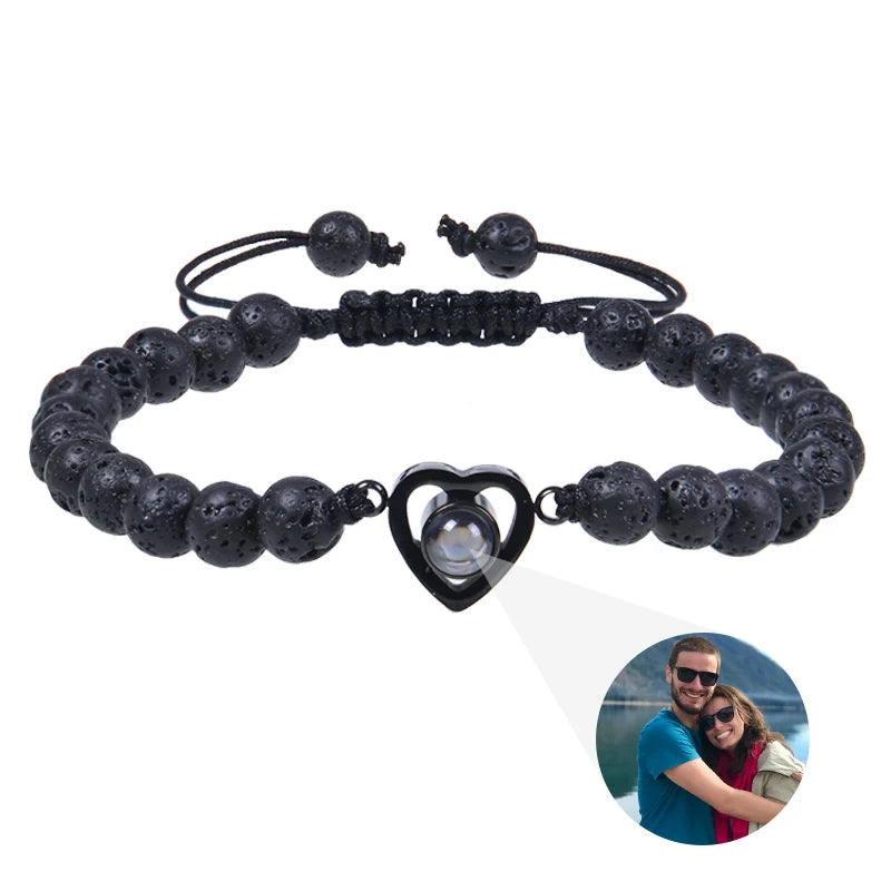 Pulsera de cuentas naturales personalizada con imagen de proyección
