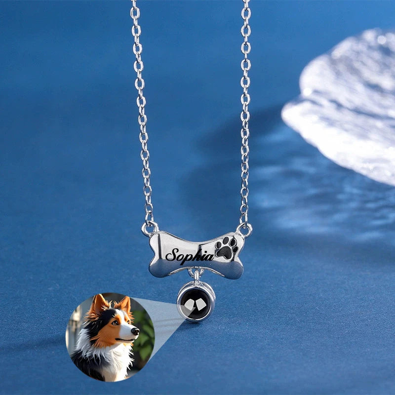 Collar personalizado huellita de amor con proyección de foto