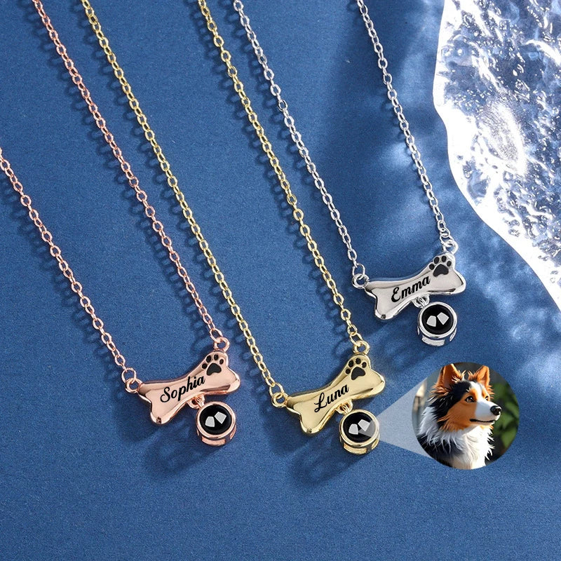 Collar personalizado huellita de amor con proyección de foto