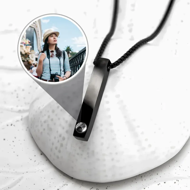 Collar con barra recta de foto de proyección personalizada